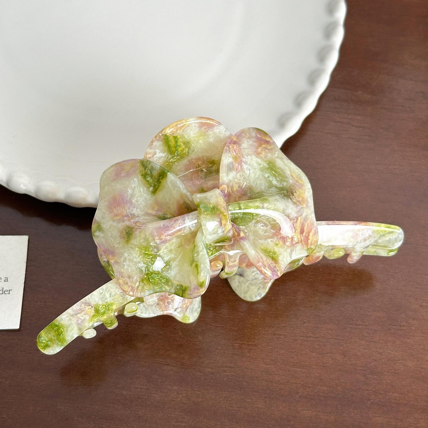 

Великолепная ацетатная заколка для волос 13 см сине-розовая с модным бантом для женщин Green13.2cm