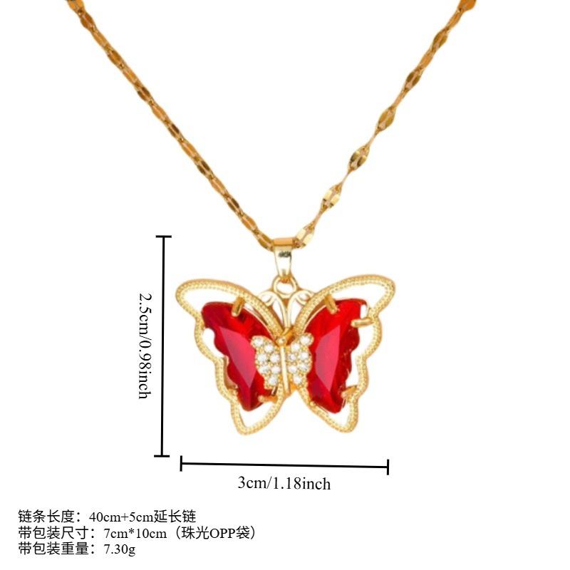 Fantastic Crystal Gold-Color Butterfly Necklace for Women Rhinestone Symmetrical Pendant Accessories Party Jewelry Gifts