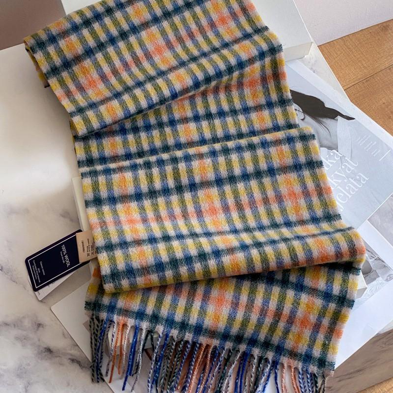 100% Wolle Karierter Schal Herren Damen Paar Warm Kaschmir-Mischung Karriert Winter Halswärmer