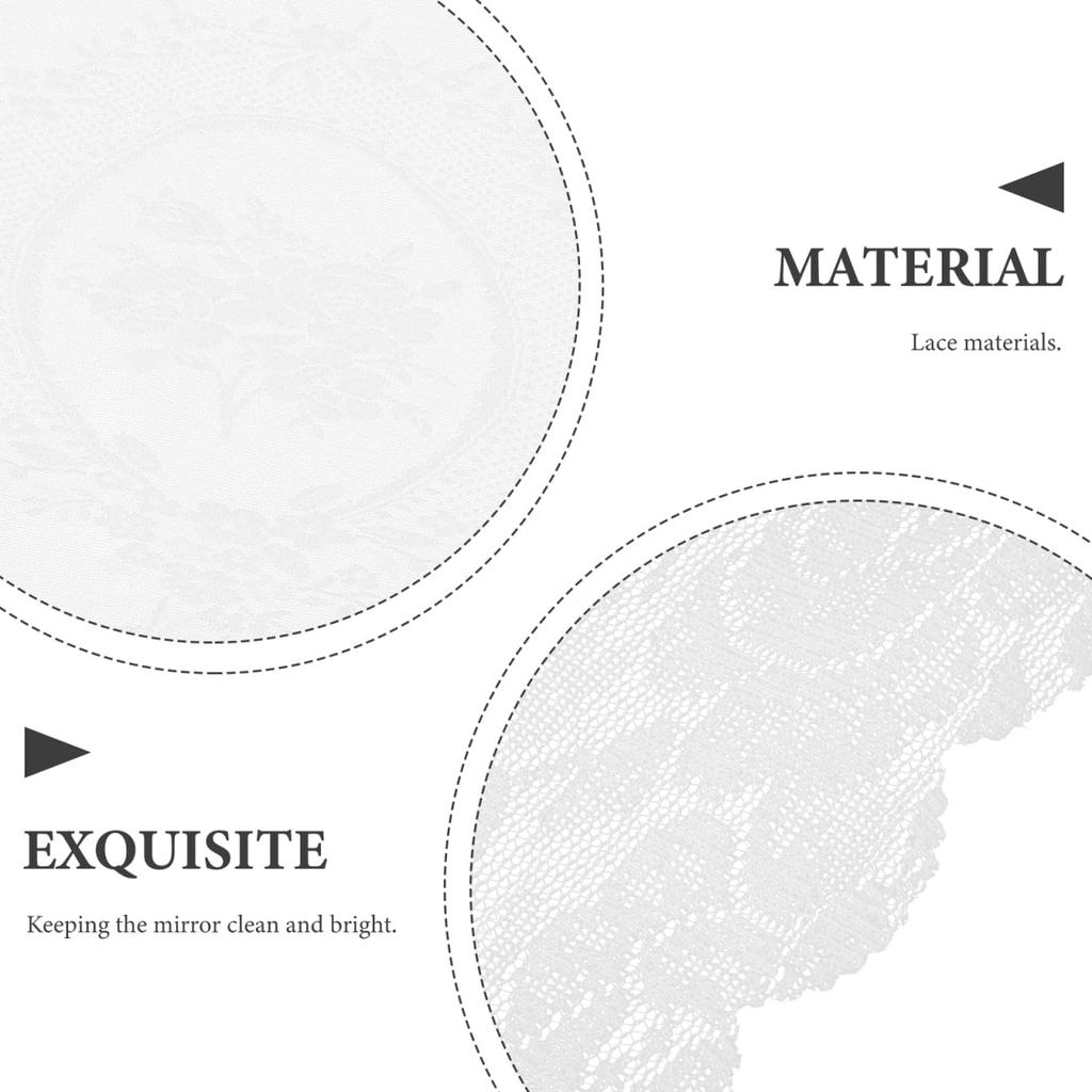 Toyvian Mirror Mirror Cover with Lace Embroidery and Floral Interior Stylish Cover, Dresser/Tabletop Pattern, Dustproof, Decor, 83x83cm,