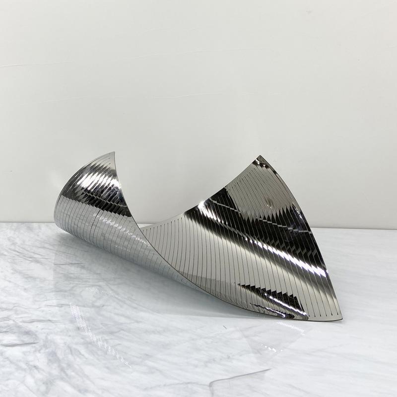 

Современный простой европейский стиль светлый роскошный геометрический закругленный край серебряный поднос фруктовая тарелка украшения модель дом офис продаж мягкие украшения