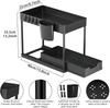 Under Sink Organizers 2 Tier Under Bathroom Cabinet Holder with Hooks & Hanging Cup, Multi-Purpose Storage Shelf for  Kitchen