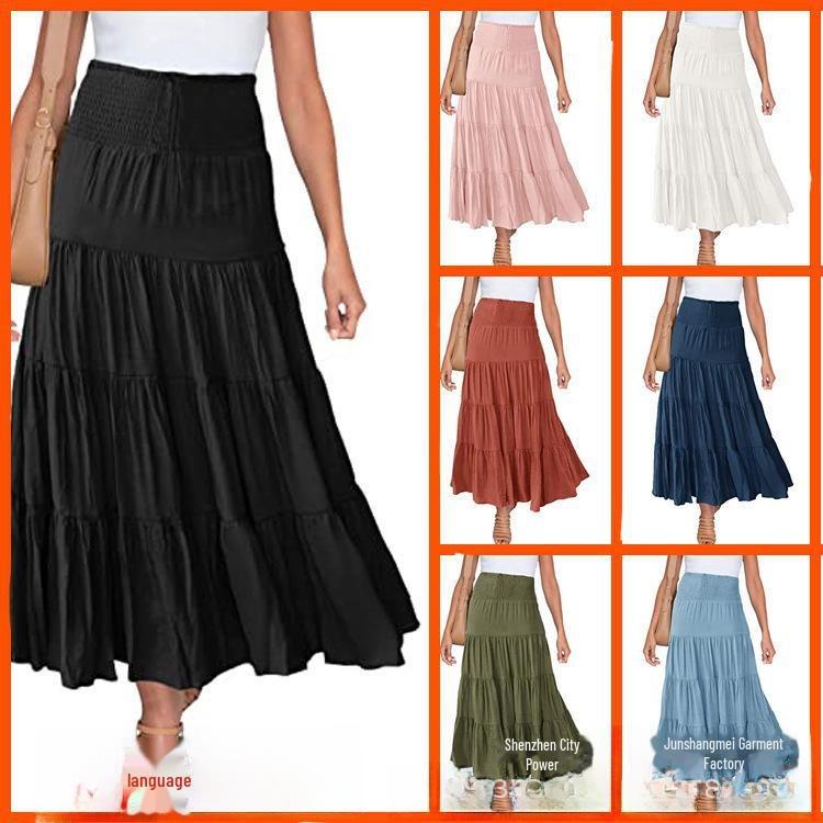 

Women Bohemian High Waist Elastic A-Line Skirt Summer 2022 Fashion S