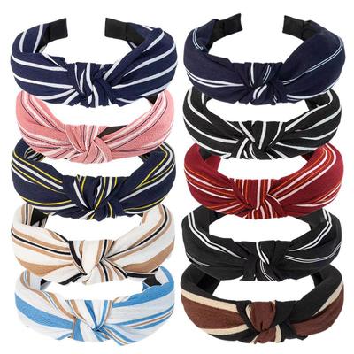 Retro Colorblock Knotted Headband for Women: Wide-Brimmed Fabric Accessory for Outings & Face Washing