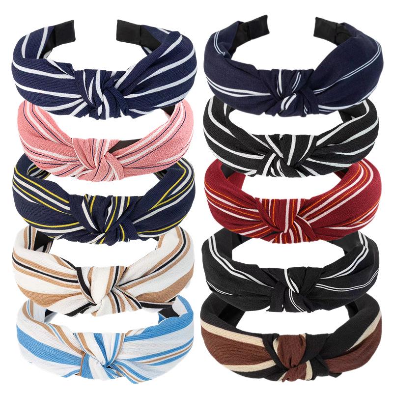 Retro Colorblock Knotted Headband for Women: Wide-Brimmed Fabric Accessory for Outings & Face Washing