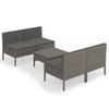 Vidaxl 5-Cz. Garden Lounge Set, Cushions, Grey, Rattan PE