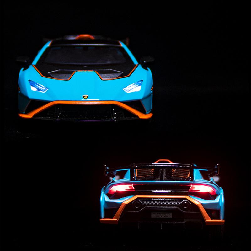 1/24 Lamborghini HURACAN STO Alloy Sports Car Model Diecast Metal Toy Racing Car Model High Simulation Collection Sound and Light Kids Gifts