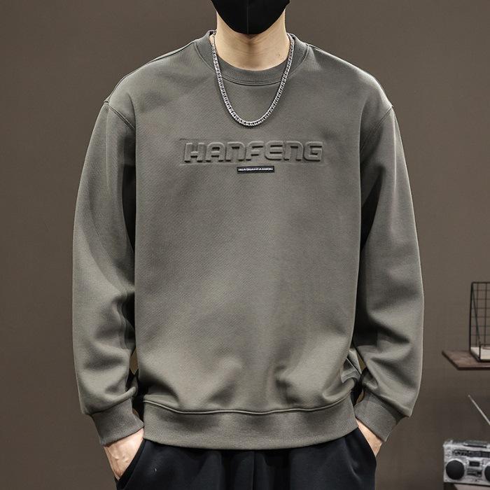 Maglione Trend Primavera e Autunno Uomo Stampa Alfabeto Tendenza Lento Casual Versatile Maglione Girocollo da Uomo