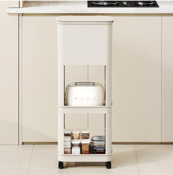 3 Layers Durability Plastic Waste Container with Modern Look Feet Wheel Perfect for Household Cleanliness Various Indoor Space