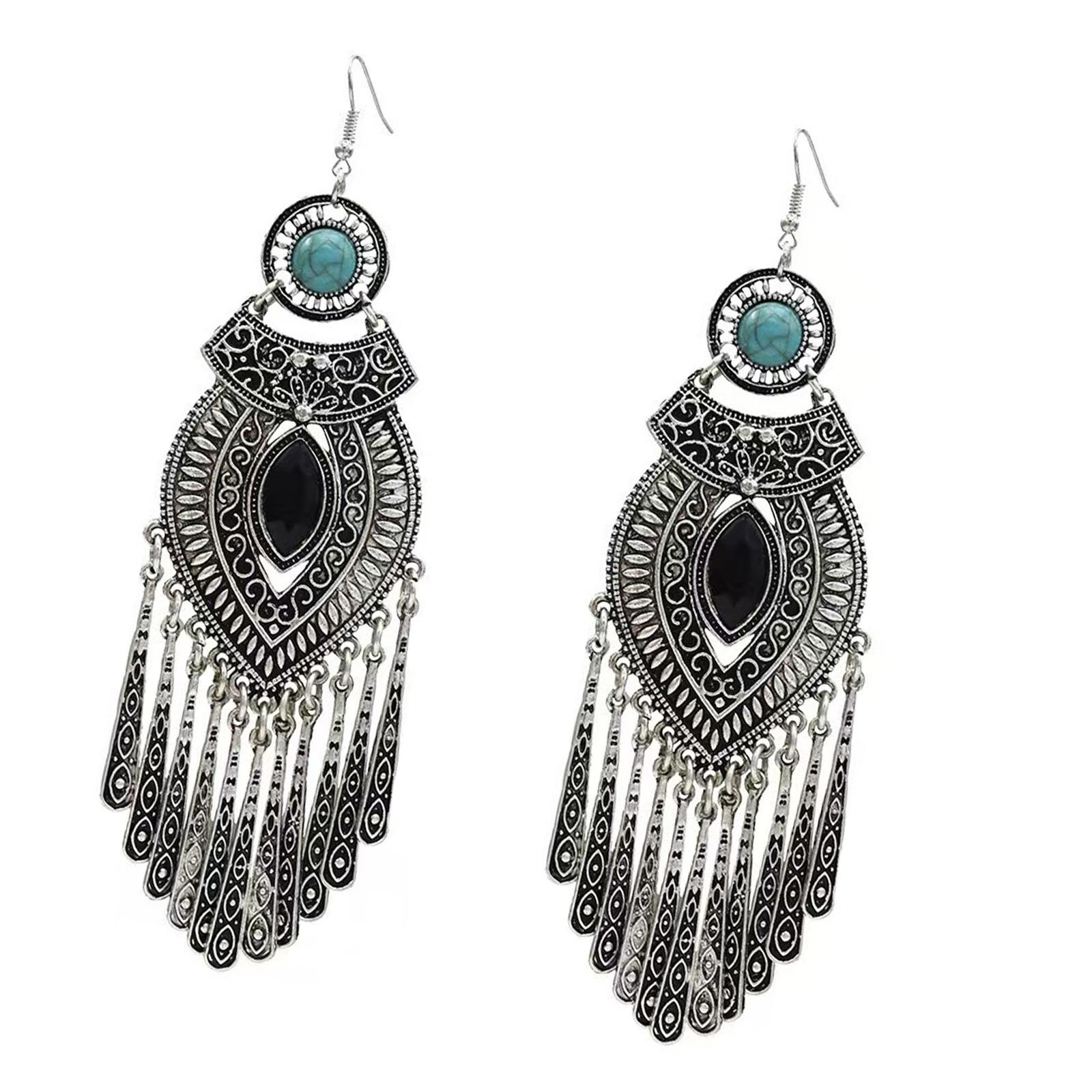 

Fashionable Long Drop Earrings with Delicate Tassels Detailing Sturdy Alloy Construction for Versatile Styling Options синій