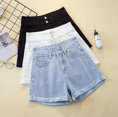 Summer Women's High Waisted Shorts Jeans Denim Shorts Loose Casual Curling Shorts Elastic Jeans