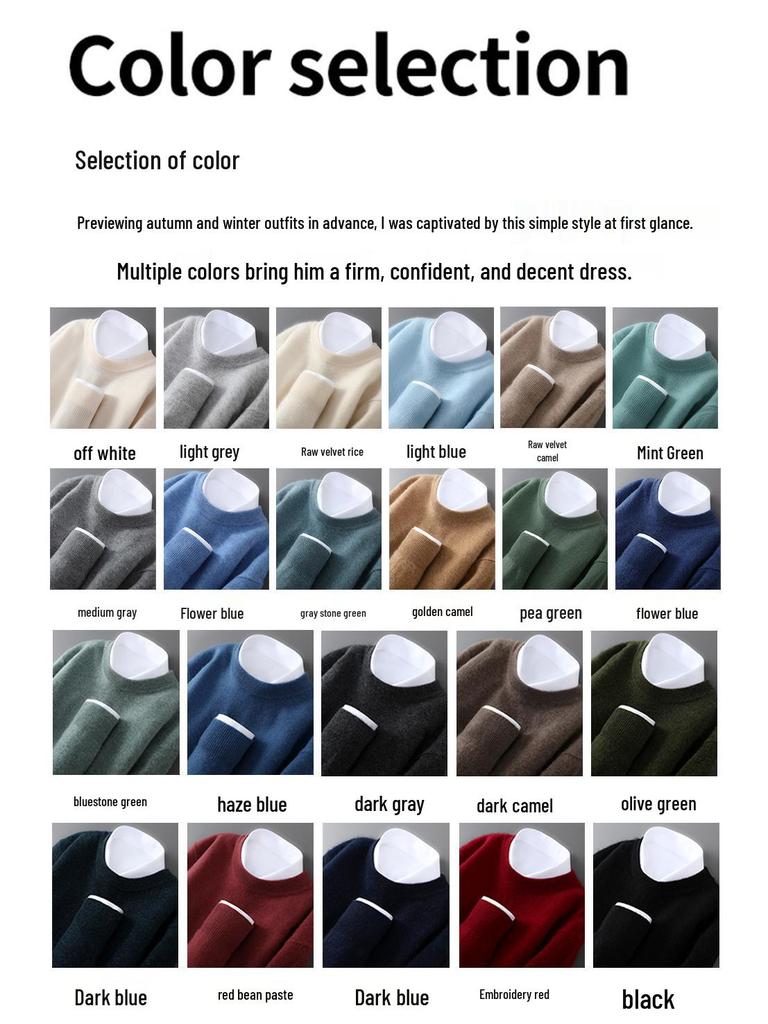 Herren 100% Wolle Rundhals Lockerer Sitz Kaschmir Strickpullover - Große Größen Basisschicht