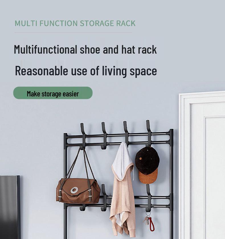 Multi-layer Dustproof Shoe & Hat Rack with Integrated Coat Rack for Indoor Use