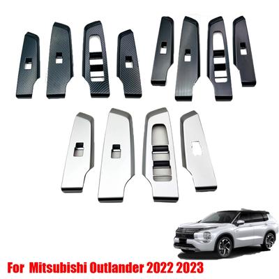 RHD For Mitsubishi Outlander 2022 2023 ABS Black Car Window Glass Lift Button Switch Cover Trim Door Armrest Panel