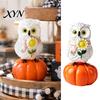 Autumn Indoor Tabletop Decor Fall Pumpkin Owl Figurine, Resin On Statue with Harvest Home Decorations Sunflower for Thanksgiving Tabletop, Mantel,