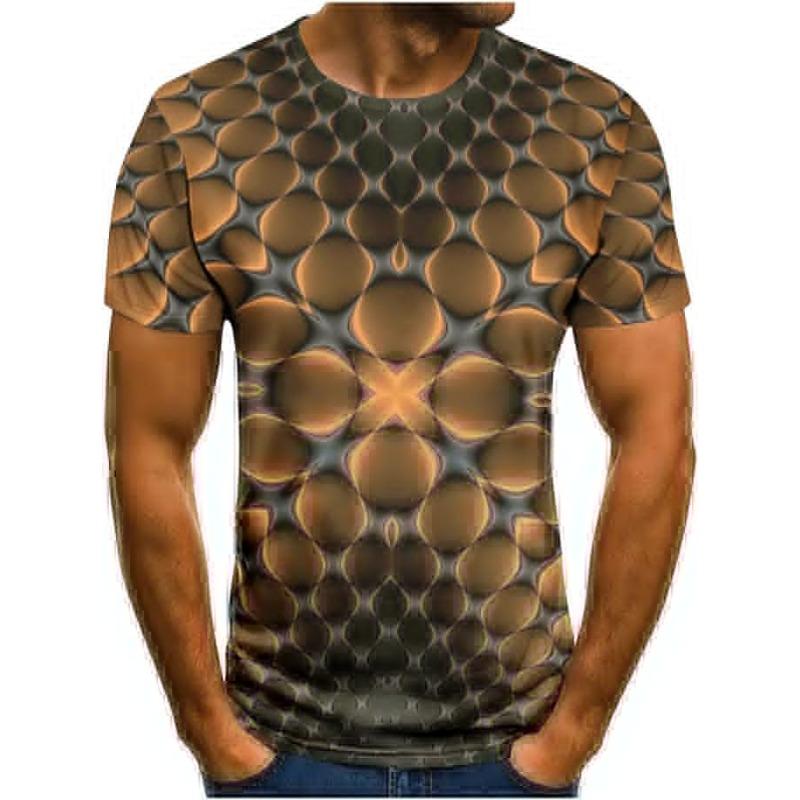 Optical Illusion 3D Print T-Shirts Funny Graphics Pattern Crewneck Short Sleeve Tees for Mens Summer Casual Tshirts