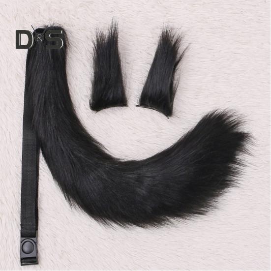 Fox Ears Tail Set Handmade Plush Animal Cosplay Props Realistic Design Role Play Halloween Party Accessories