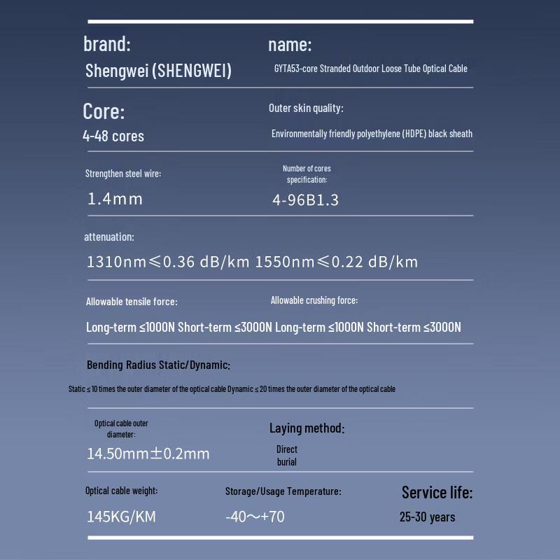 Shengwei Outdoor Single-Mode Armored Fiber Optic Cable