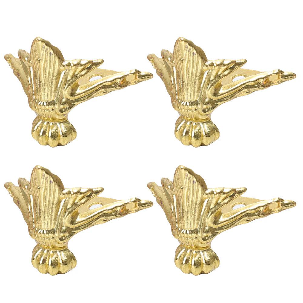 4PCS Retro Corner Protector Jewelry Box Wooden Box Retro Carving Foot Decoration Corner Protector Furniture Hardware Bracket