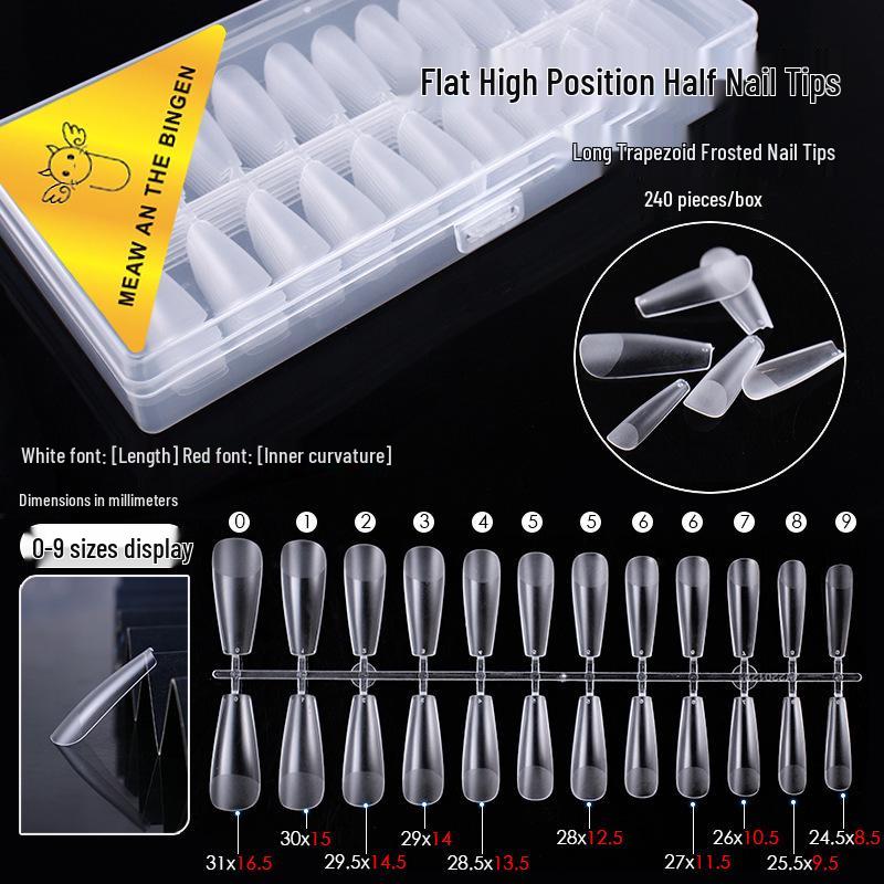 Dual-Use Seamless Transparent Frosted Nail Tips - Extendable Flat/Arc Design