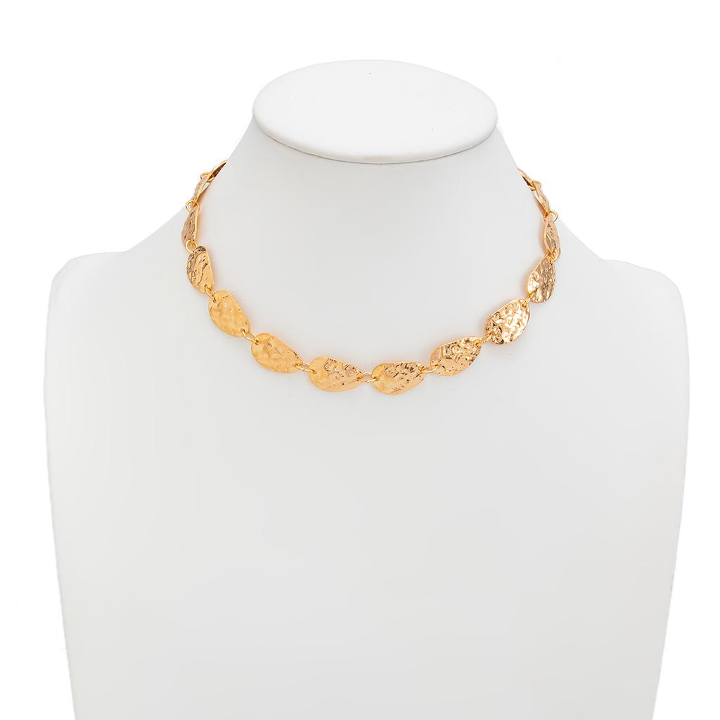 Fashion Light Luxury Metal Beating Texture Splicing Collarbone Chain, Fashionable Geometric Folds Stacked Necklace