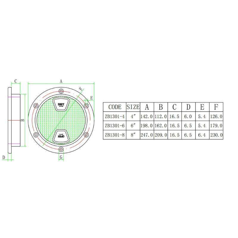 High Strength Plastic Marine Inspection Port Corrosion Resistant Durability for Saltwater Use Size 4Inch 6Inch 8Inch