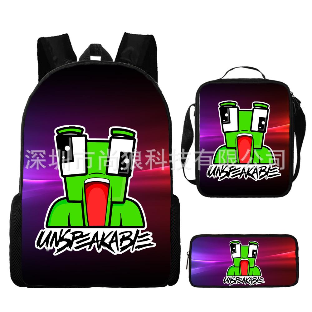 Unspeakable Pattern Schoolbag Large Capacity Backpack Shoulder Bag Pencil Case Three-Piece Set