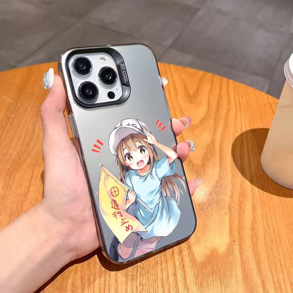 Manga C-Cells at Work Phone Case For iPhone17,16,15,14,13,12,11 Plus,Pro Max Candy Silver Plated Inside Cover