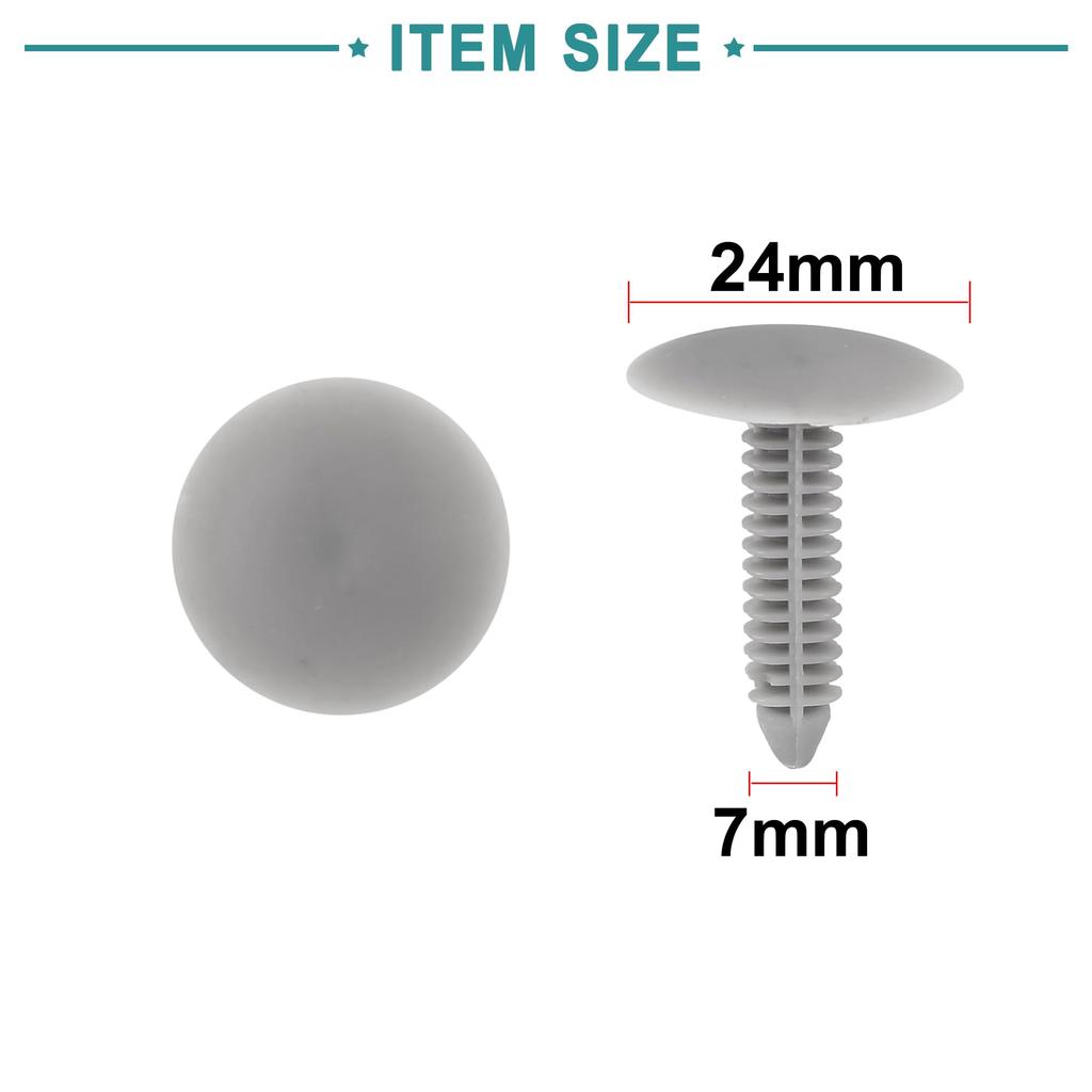 ACROPIX Universal 6.5mm Hole Diameter Plastic Rivet Fasteners Fender Bumper Push Pin Clips Gray - Pack of 10