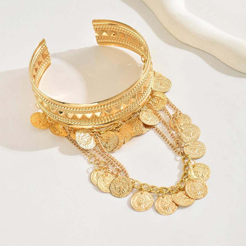 Light Luxury Tassel Open Bangles Niche Creative Design Sense Arm Bracelet Personality Hand Jewelry