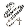 Katholische Hämatitstein Rosenkranz Halsketten Kruzifix Gebetskette Kreuz Anhänger Religiöser Schmuck für Damen Herren Mode