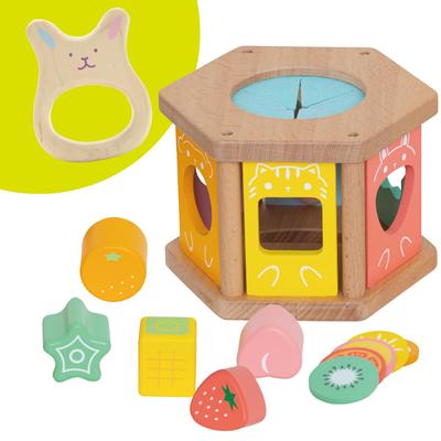 [Woody Puddy Directly Managed Store Only] First Time Building Block Mogumogu Box (with Rattle) Building Blocks Educational Toy Katahame 10 Months 0