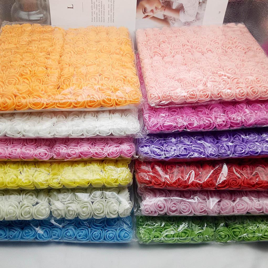 144Pcs Artificial PE Flowers Wedding Candy Box Decoration DIY Headband Wreath Accessories