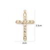 1 Piece Cross Pendants 304 Stainless Steel 18K Gold Plated Religious Clear Cubic Zirconia Charms for DIY Necklace 3.3cm x 2cm
