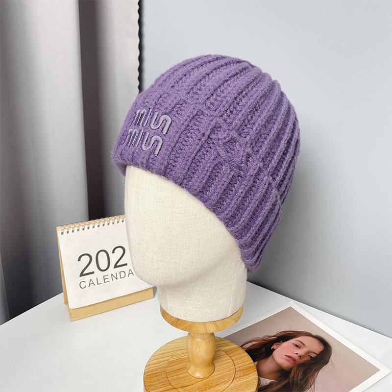Korean Style All match Knitted Hat Warm Ear Protection Pullover Hat for Women Autumn and Winter Personalized Cold Hat Thickened Plush Hat Small Face
