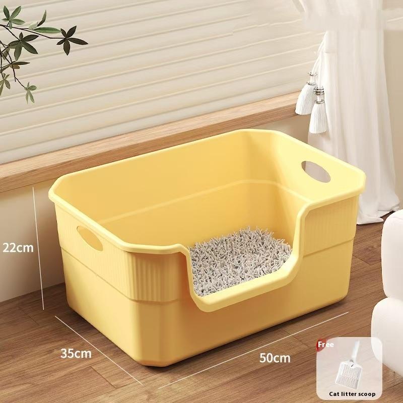 Open-Top Cat Potty Cat Garbage Odor-Resistant Bin Large Capacity Large Size Semi Enclosed Anti-Spla Cat Toilet Pet Supplies