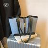 Contrast Canvas Bag Casual Versatile Shoulder Handbag Bucket Bag Large Capacity Tote Bag