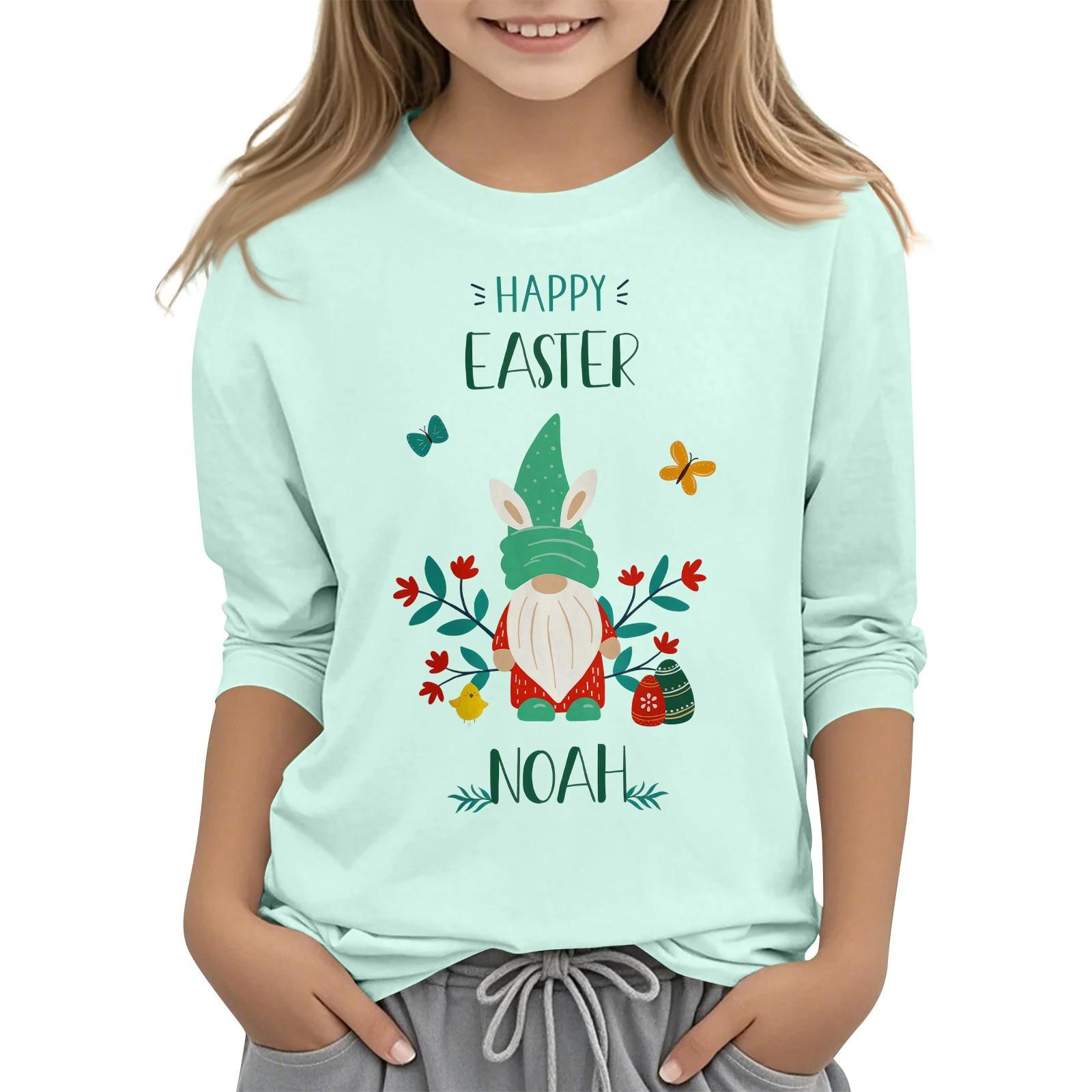 

Повседневная футболка с круглым вырезом и пасхальным принтом, с рукавами 7 точек для детей 130