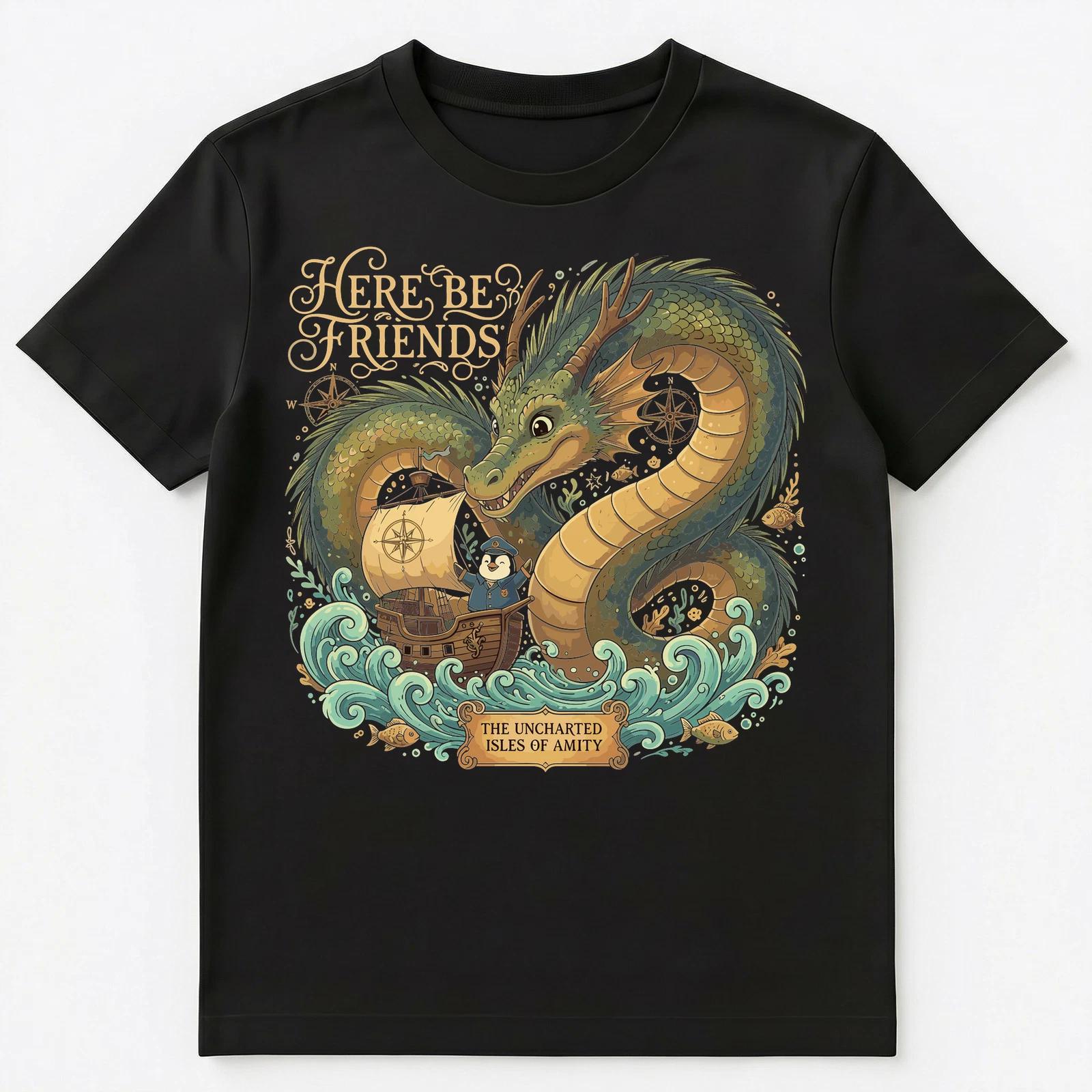 Explorer Penguin Dragon Uncharted Isles Adventure Unisex T-Shirt 2XL