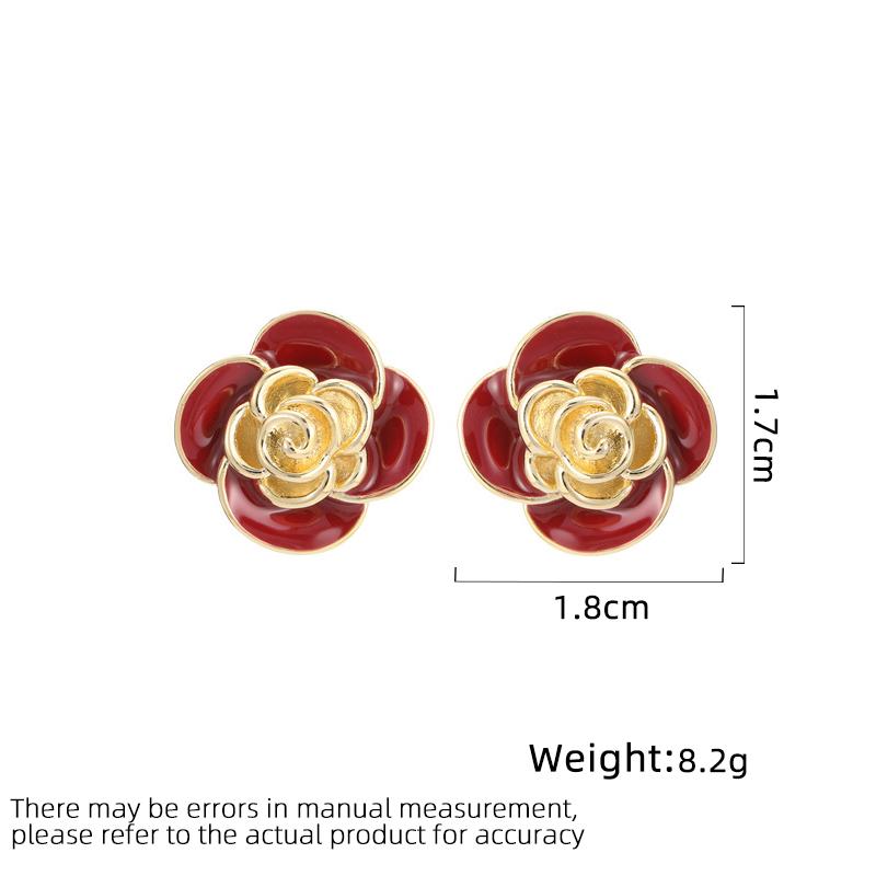 Women's Light Luxury Design Elegant Vintage Enamel Flower Earrings Fashionable And Versatile, Niche Design Earrings