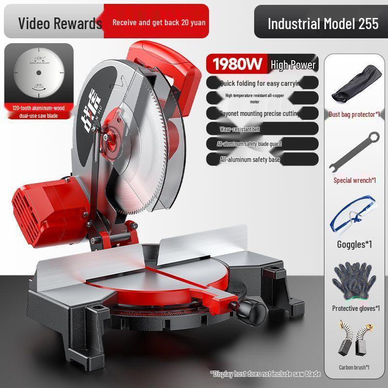 High-Precision 10" Aluminum Cutting Machine & 12" 45° Miter Saw for Wood Corners