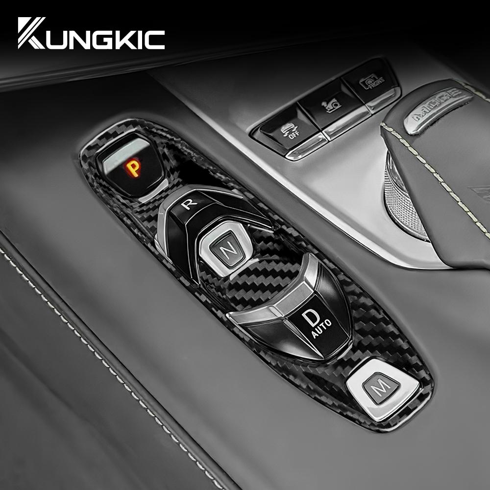 Real Hard Carbon Fiber Cover For Chevrolet Corvette C8 2020 2025 2025 2025 Car Console Gear Shift Button Sticker Accessories