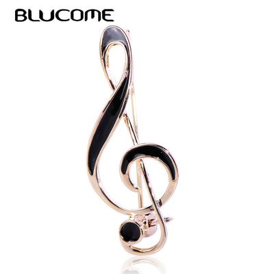 Klassische, lebendige Brosche in Notenform, schwarze Emaille-Legierung, goldfarben, Schmuck für Damen, Anzug, Schal, Party-Ornamente