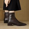 Women's Pointed Toe Block Heel Ankle Boots  AW New - Slim Elastic Fashion, Real Leather Feel, Trendy Cold-Season Footwear