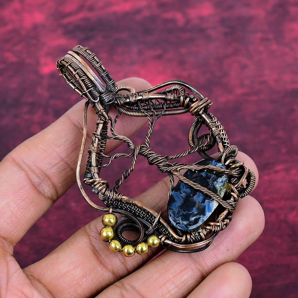 Tree Of Life Pietersite Pendant Copper Wire Wrapped Jewelry Gemstone Pendant