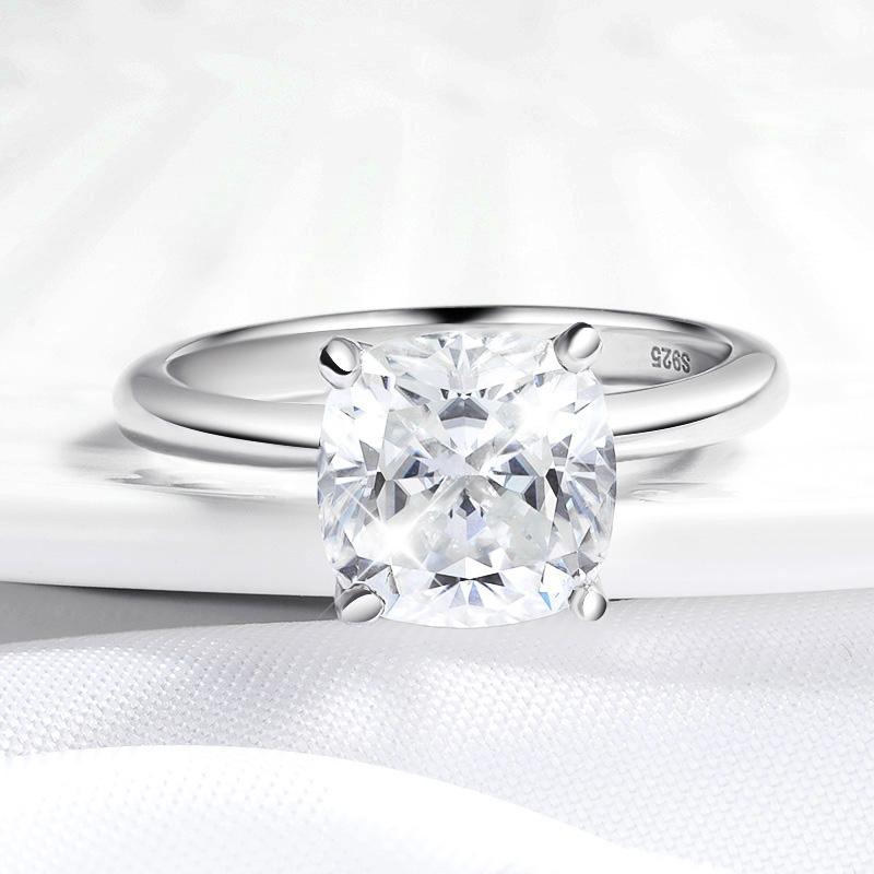 Smyoue 1CT 2CT 3CT 3.5CT 5CT Cushion Cut Moissanite Rings for Women Pass Diamond Test 925 Silver Wedding Band