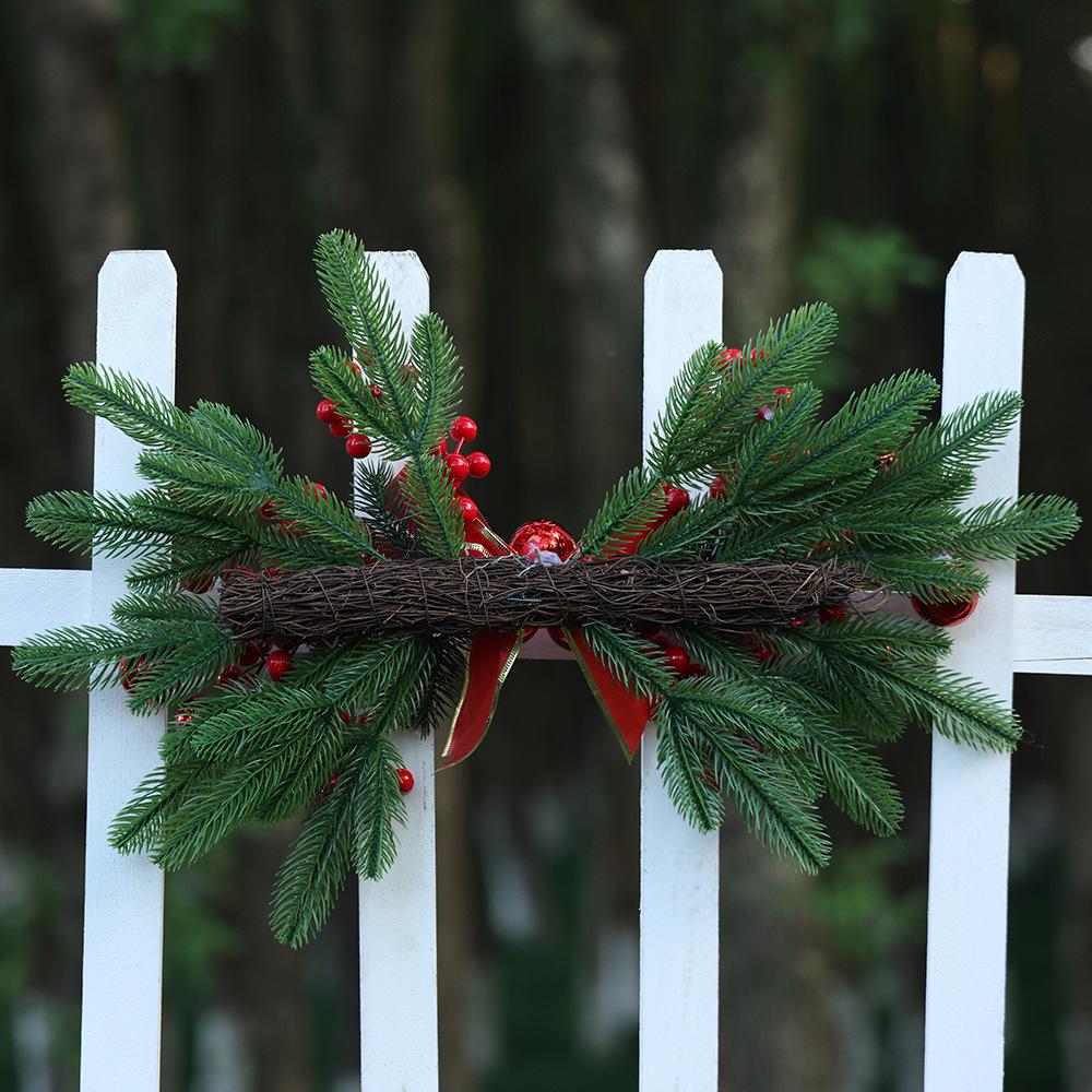 Festive Christmas Pine & Berry Door Hanging with Gold Bow