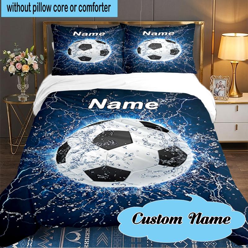 Custom Name Basketball Bedding Set 3pcs, Bedding Set Including 1pc Duvet Cover And 2pcs Pillowcases for Bedroom, Dormitory Gift