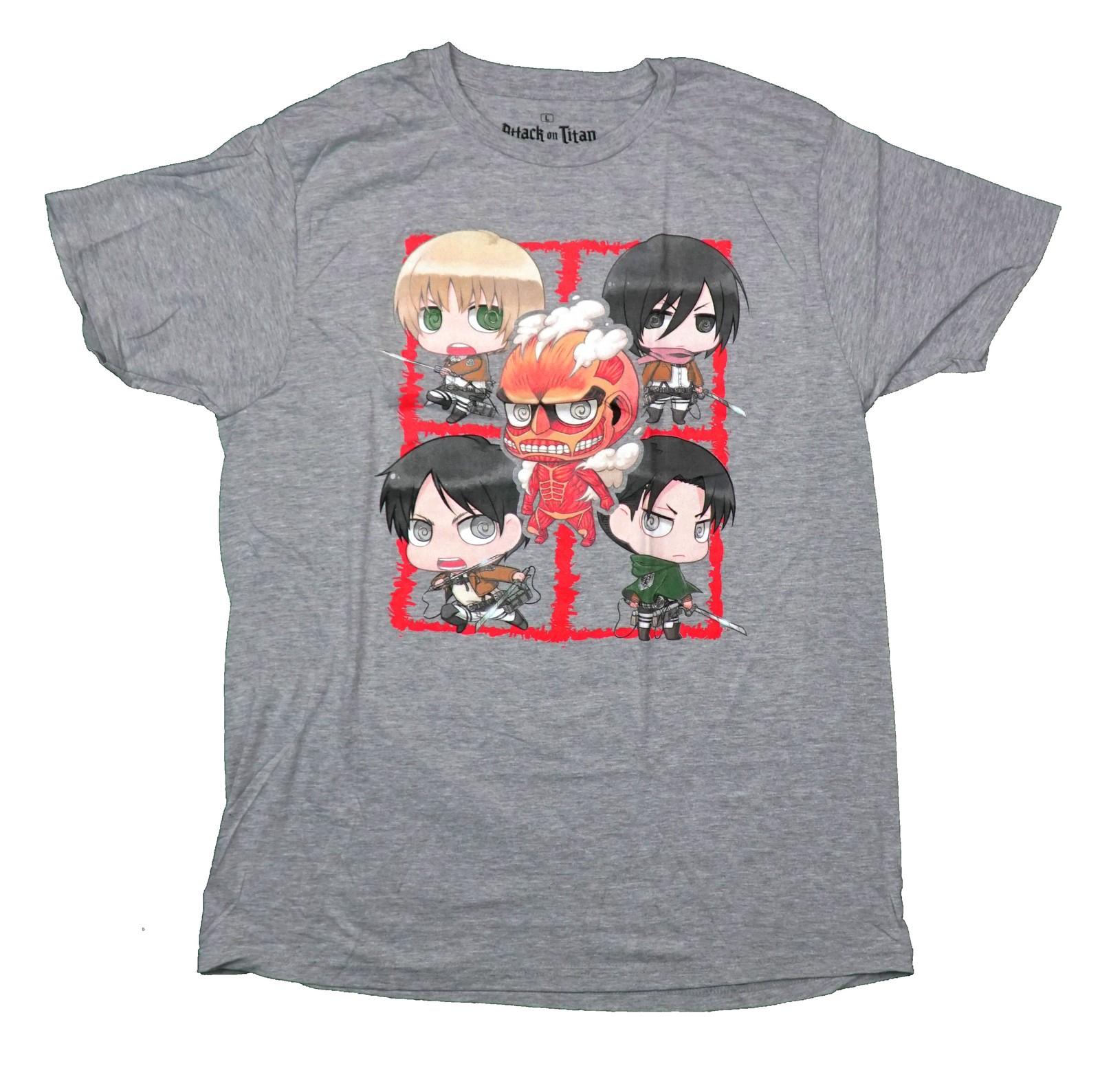 Attack on Titan New Adult T-Shirt -Cast of Chibi Characters Titan Chibi at XXXXL