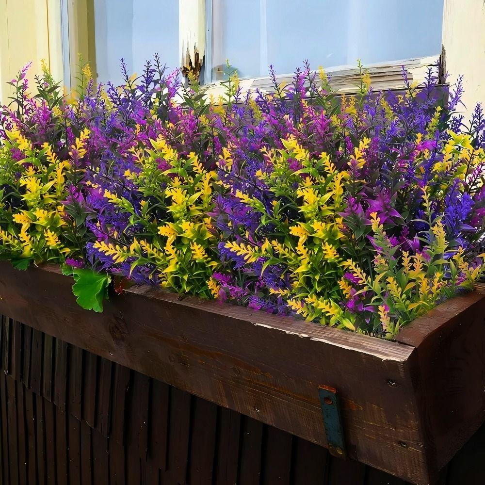 5 Bundles 5 Heads Artificial Lavender Flowers 36cm 7 Colors Outdoors Garden Lavender Flowers Outdoor Plants